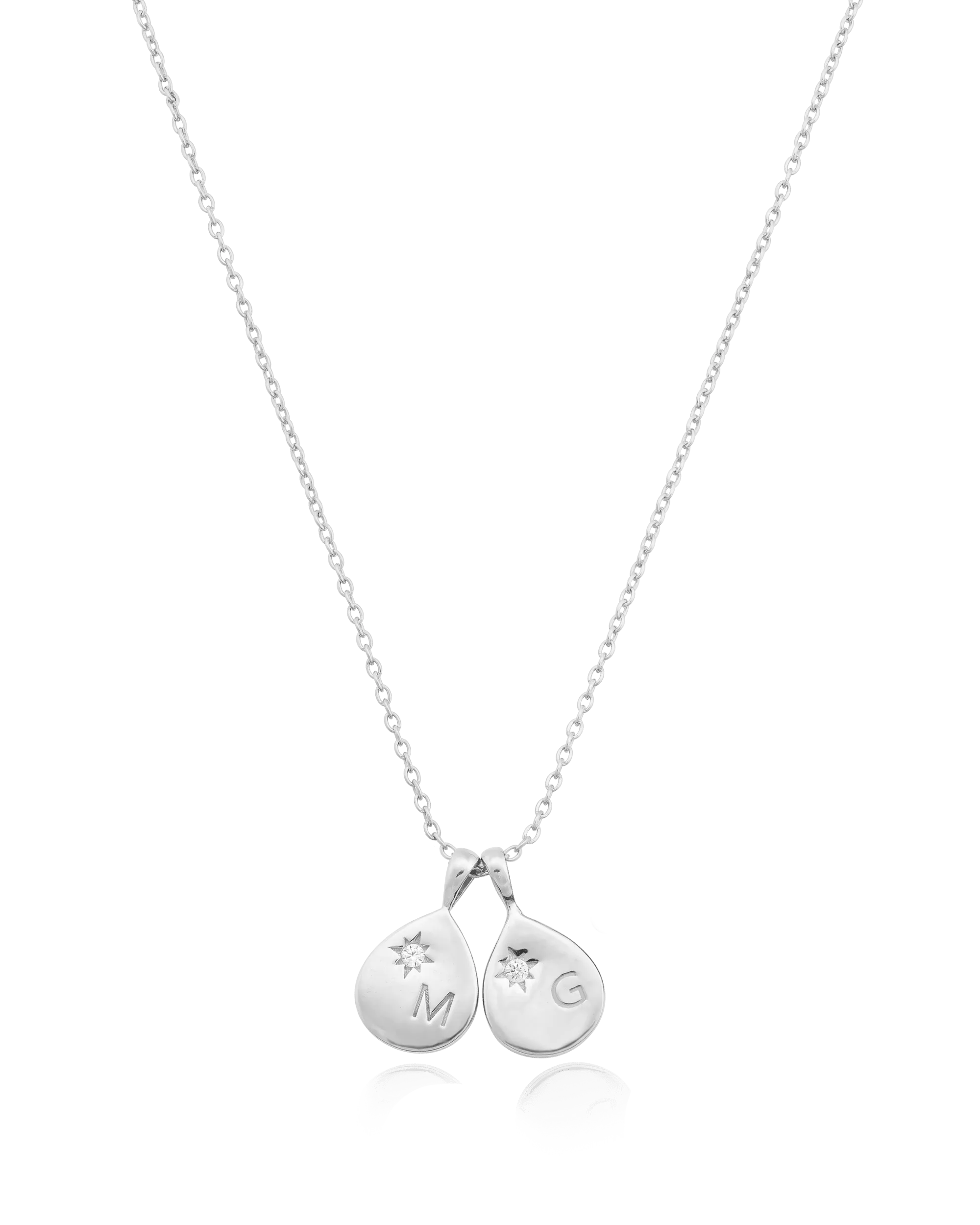 Diamond Drop Initial Necklace - 925 Sterling Silver