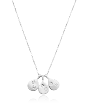 Diamond Drop Initial Necklace - 925 Sterling Silver