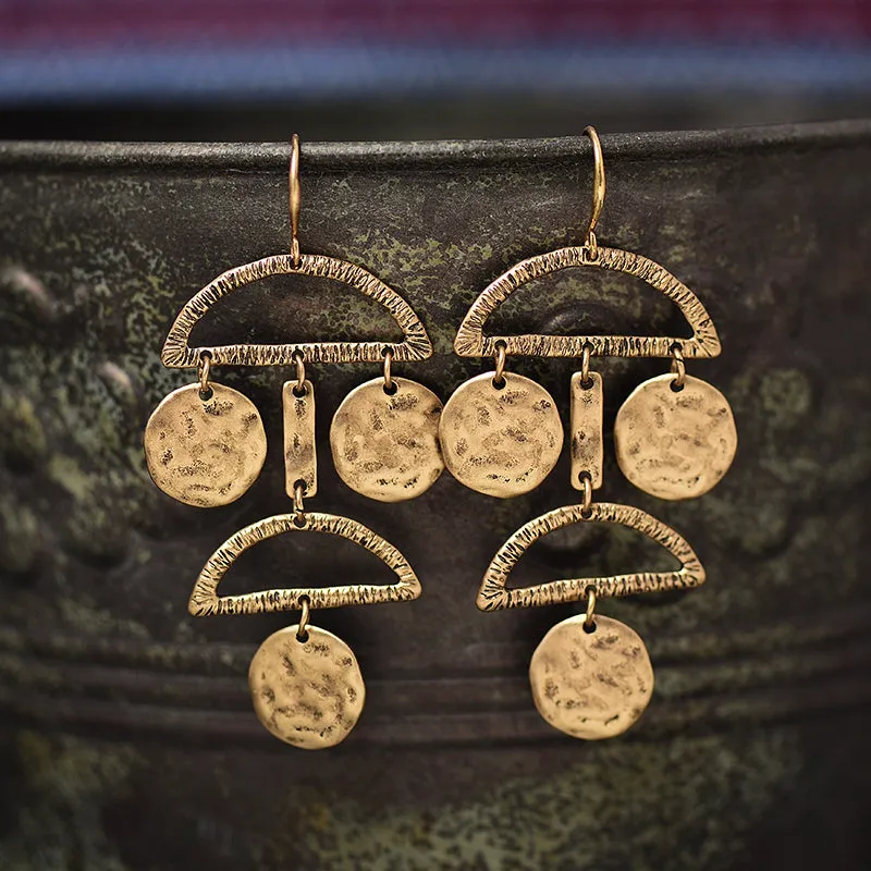 Disc & Round Alloy Dangle Earrings