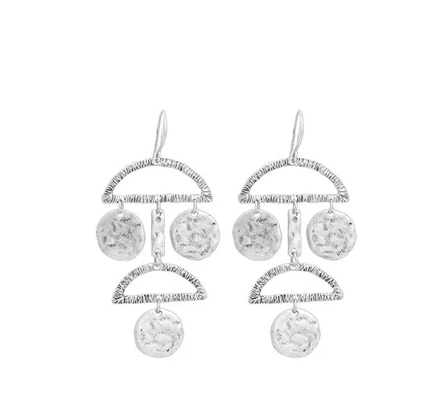 Disc & Round Alloy Dangle Earrings