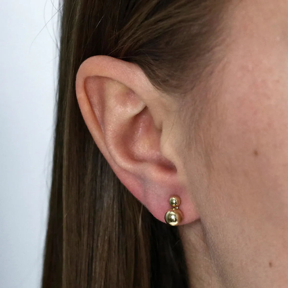 Double Ball Stud Earrings | 9K Yellow Gold