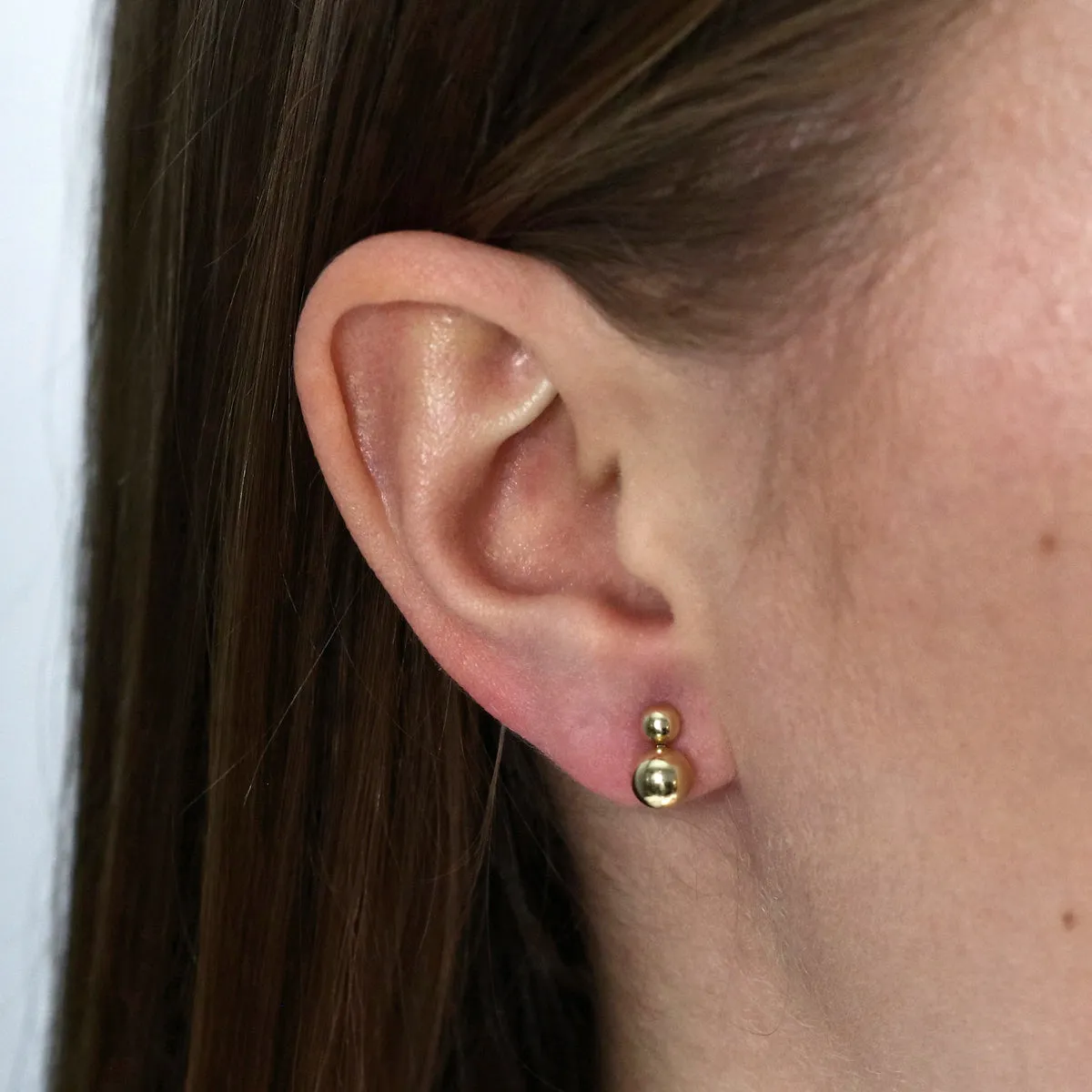 Double Ball Stud Earrings | 9K Yellow Gold