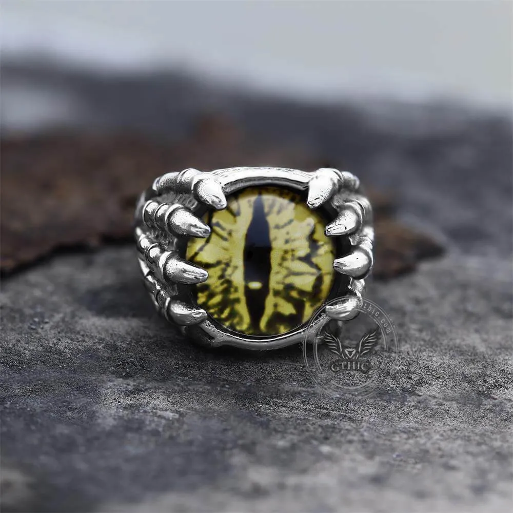 Dragon Eye Stainless Steel Skull Claw Ring