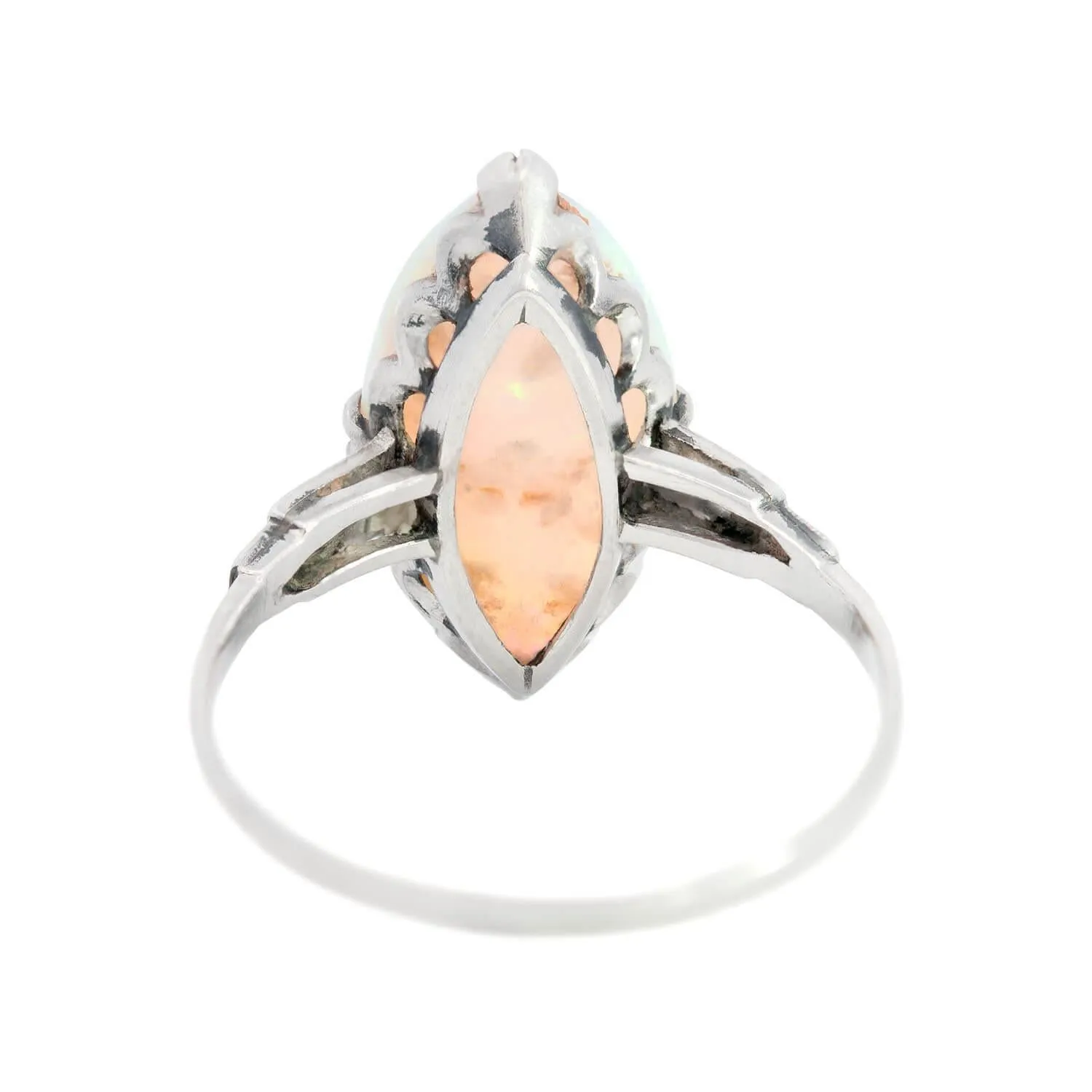 Edwardian Platinum Marquise Cut Opal Ring