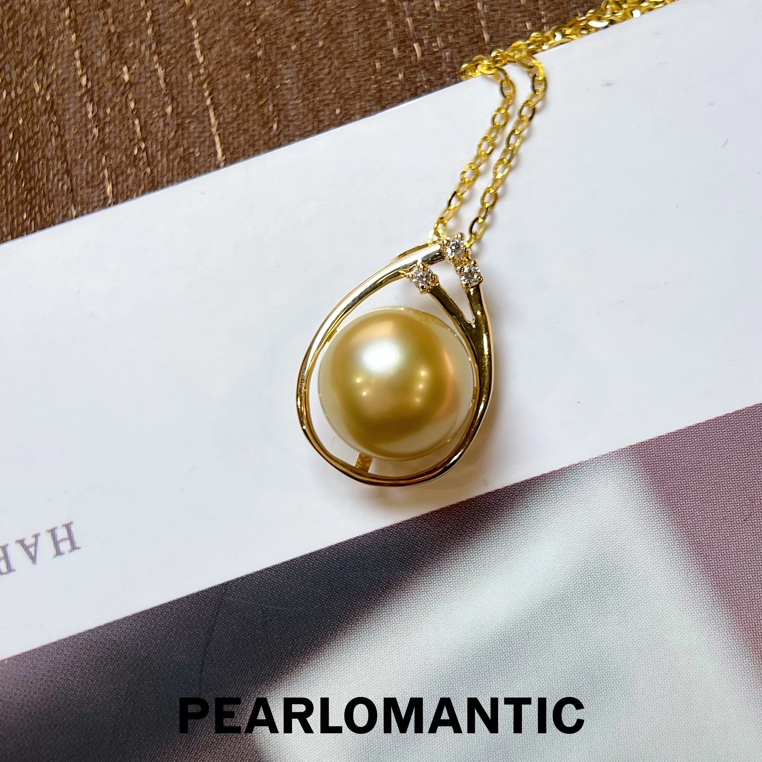 [Fine Jewelry] 18k Gold South Sea Golden Pearl 9-10mm Pendants w/ S925 Chain