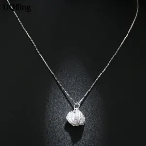 Free Shipping 925 Sterling Silver Necklace Shell Pearl Necklaces&Pendants