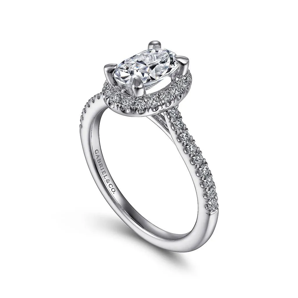 Gabriel & Co Idina - 14K White Gold Oval Halo Diamond Engagement Ring