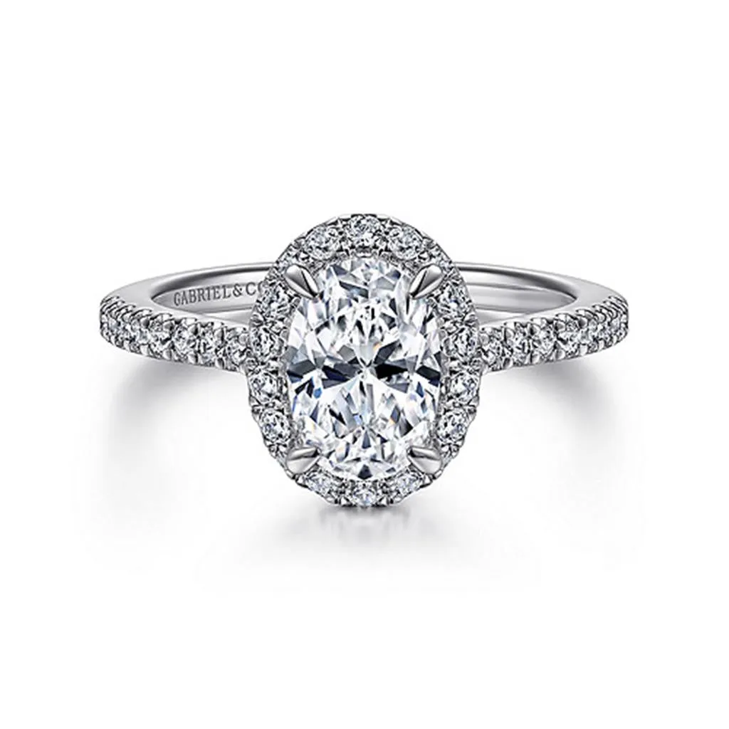 Gabriel & Co Idina - 14K White Gold Oval Halo Diamond Engagement Ring