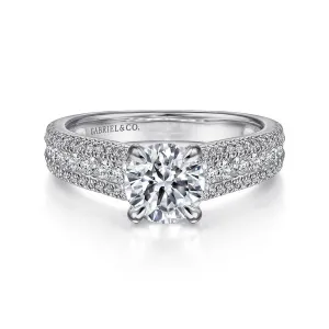 Gabriel & Co Terina - 14K White Gold Wide Band Round Diamond Channel Set Engagement Ring