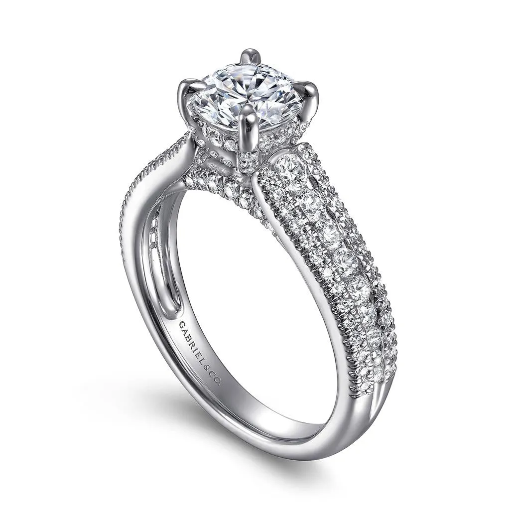 Gabriel & Co Terina - 14K White Gold Wide Band Round Diamond Channel Set Engagement Ring