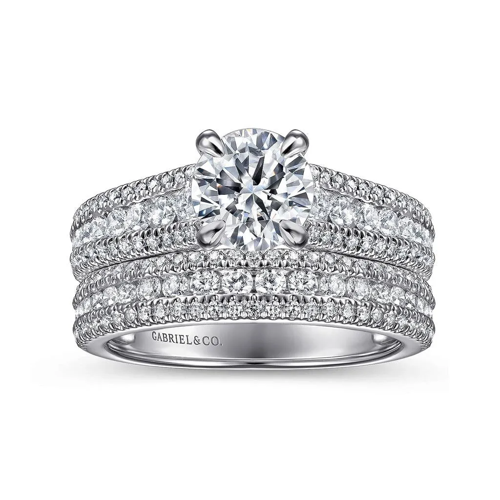 Gabriel & Co Terina - 14K White Gold Wide Band Round Diamond Channel Set Engagement Ring