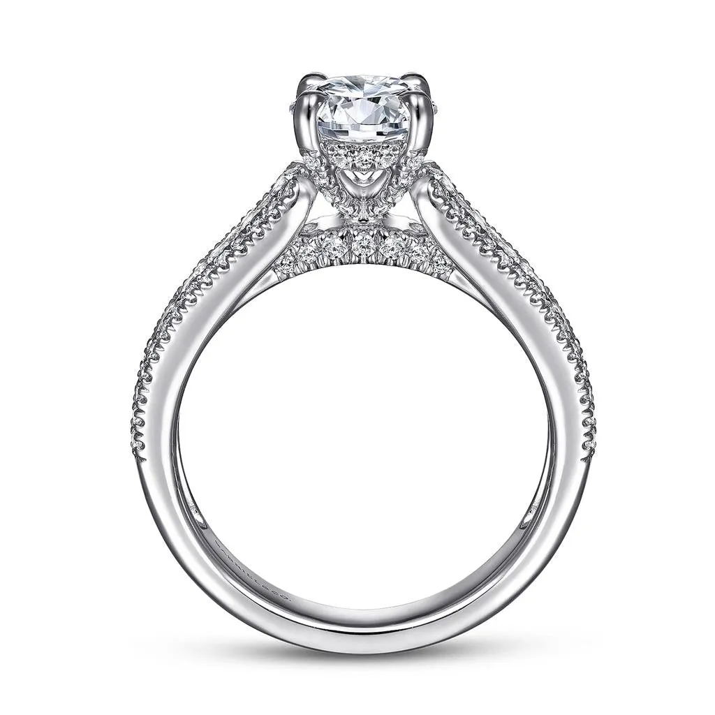 Gabriel & Co Terina - 14K White Gold Wide Band Round Diamond Channel Set Engagement Ring