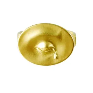 Gabriella Kiss 18k Large Crying Eye Ring Inscribed with "Nil Nisi Cruce"