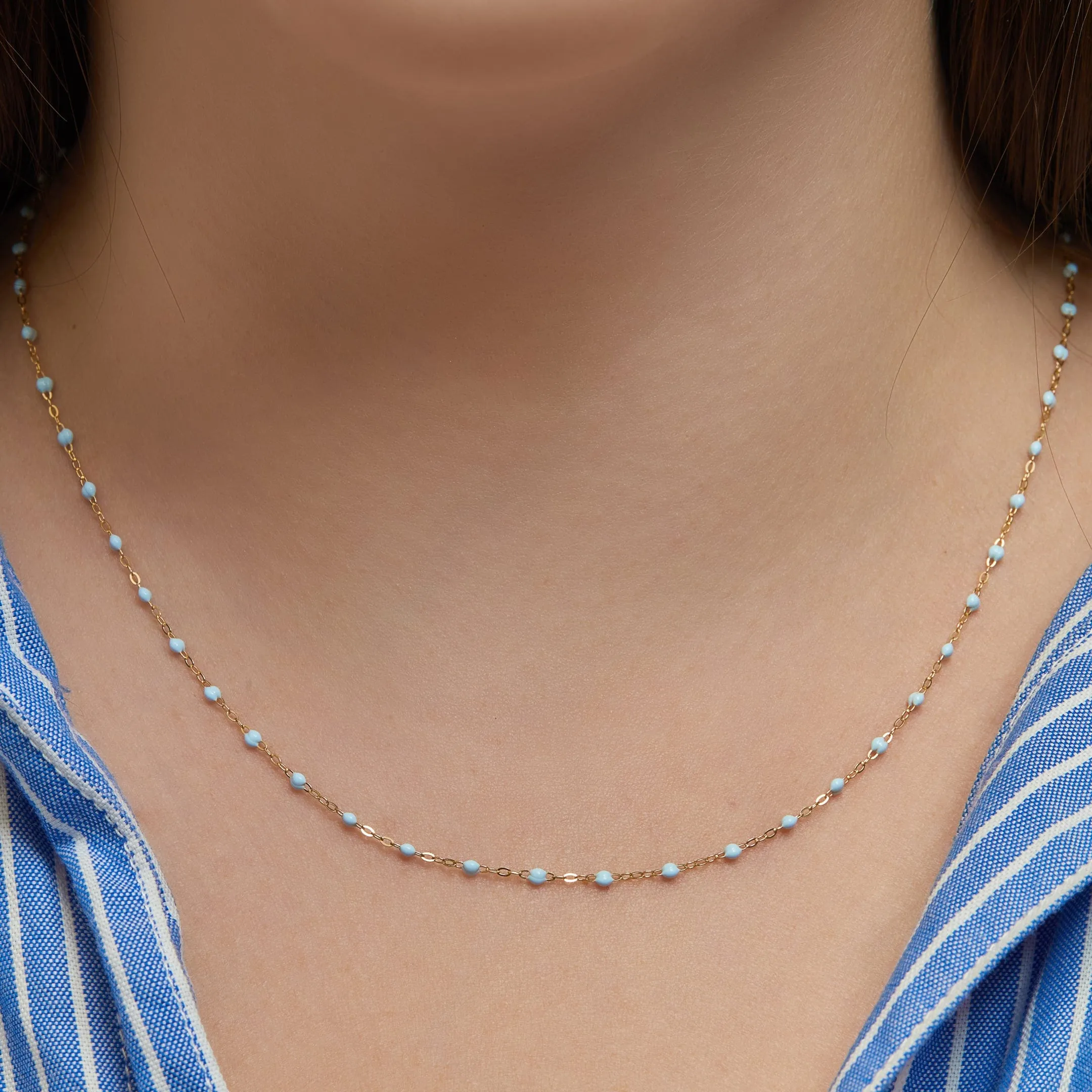 Gigi Clozeau Classic Yellow Gold Necklace in Baby Blue