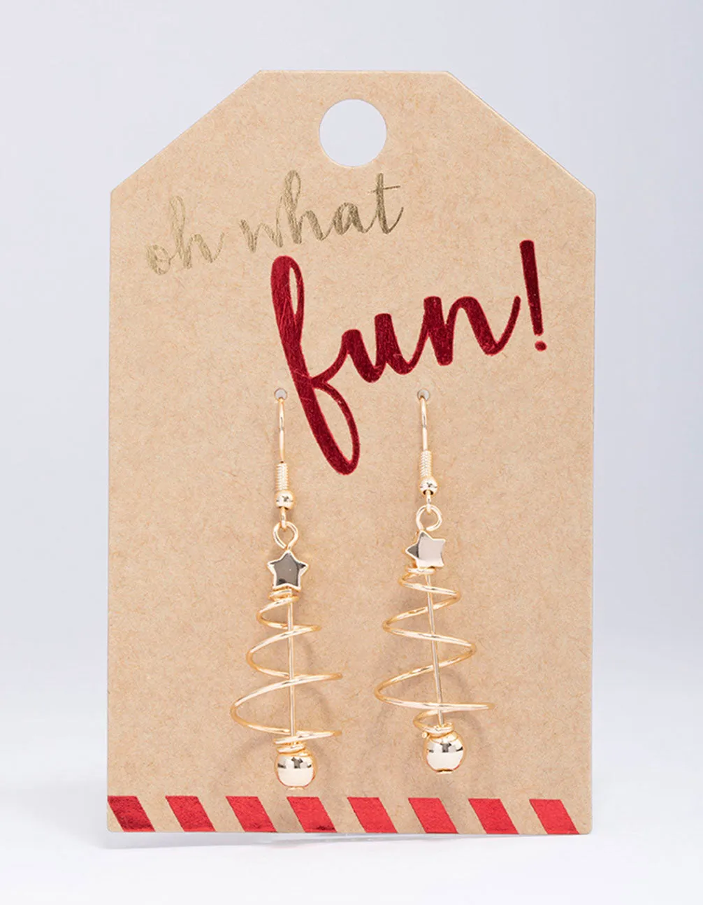 Gold Wire Spiral Christmas Tree Drop Earrings