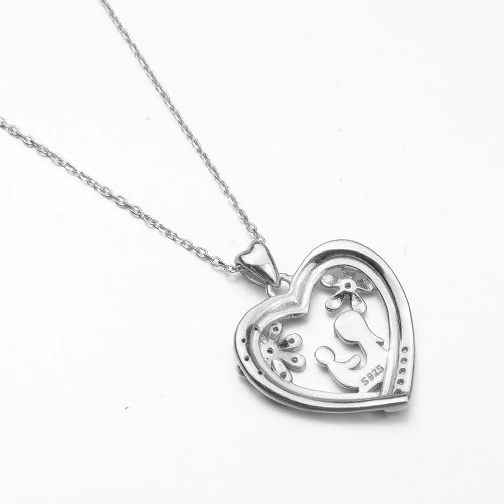 Golden Mom Hold Baby Crystal Heart Pendant daughter Necklace for Women Jewelry