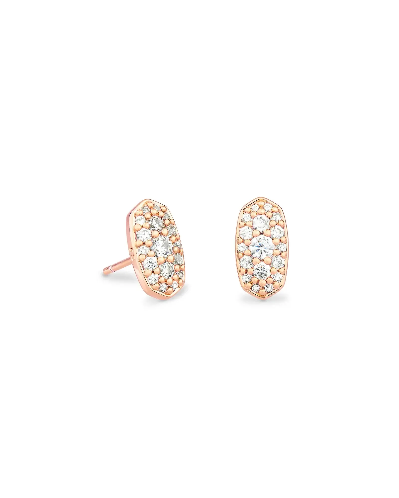 Grayson Crystal Stud Earrings Rose Gold - White Crystal