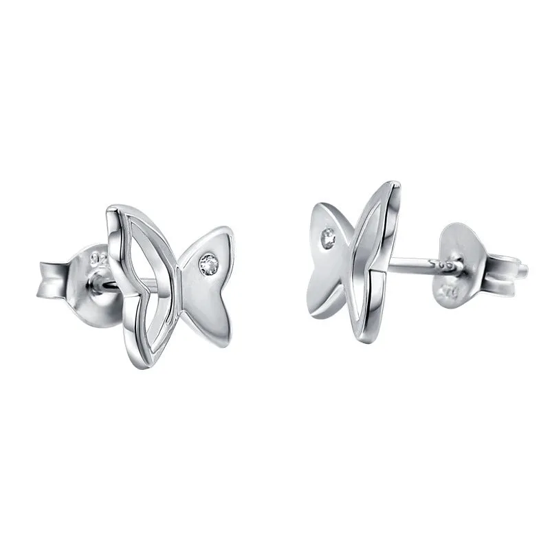 Half Hollow Butterfly Silver Studs Earrings for Women