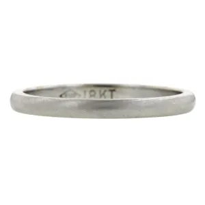 Half Round Wedding Band Ring, 2mm 18kw