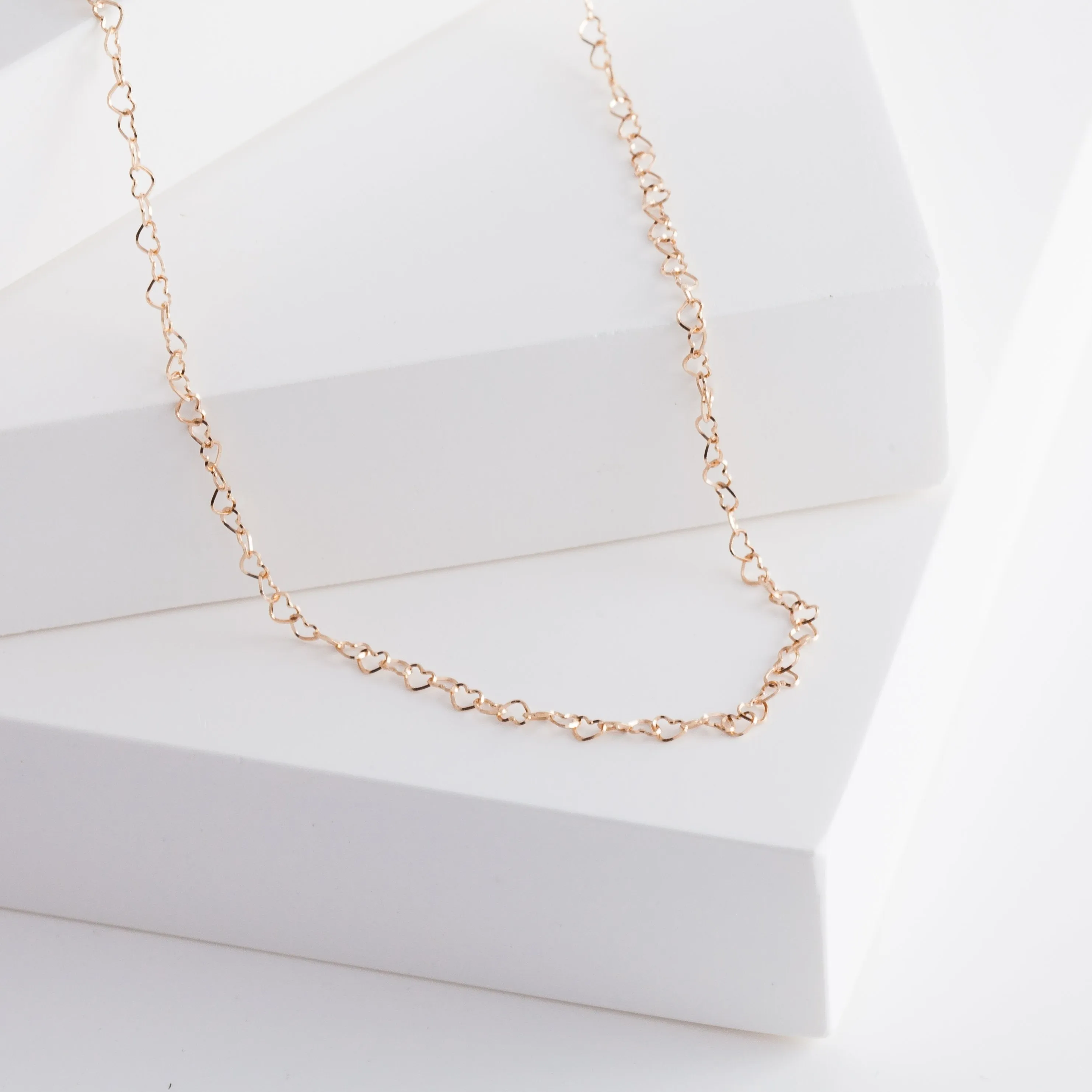 Heart chain long necklace (rose gold)