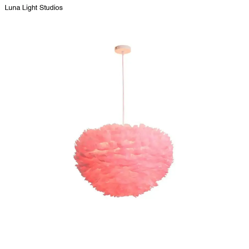 Hemispherical Feather Pendant Light - Modern Living Room Suspension Fixture