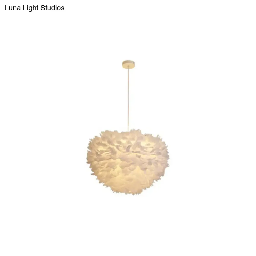 Hemispherical Feather Pendant Light - Modern Living Room Suspension Fixture