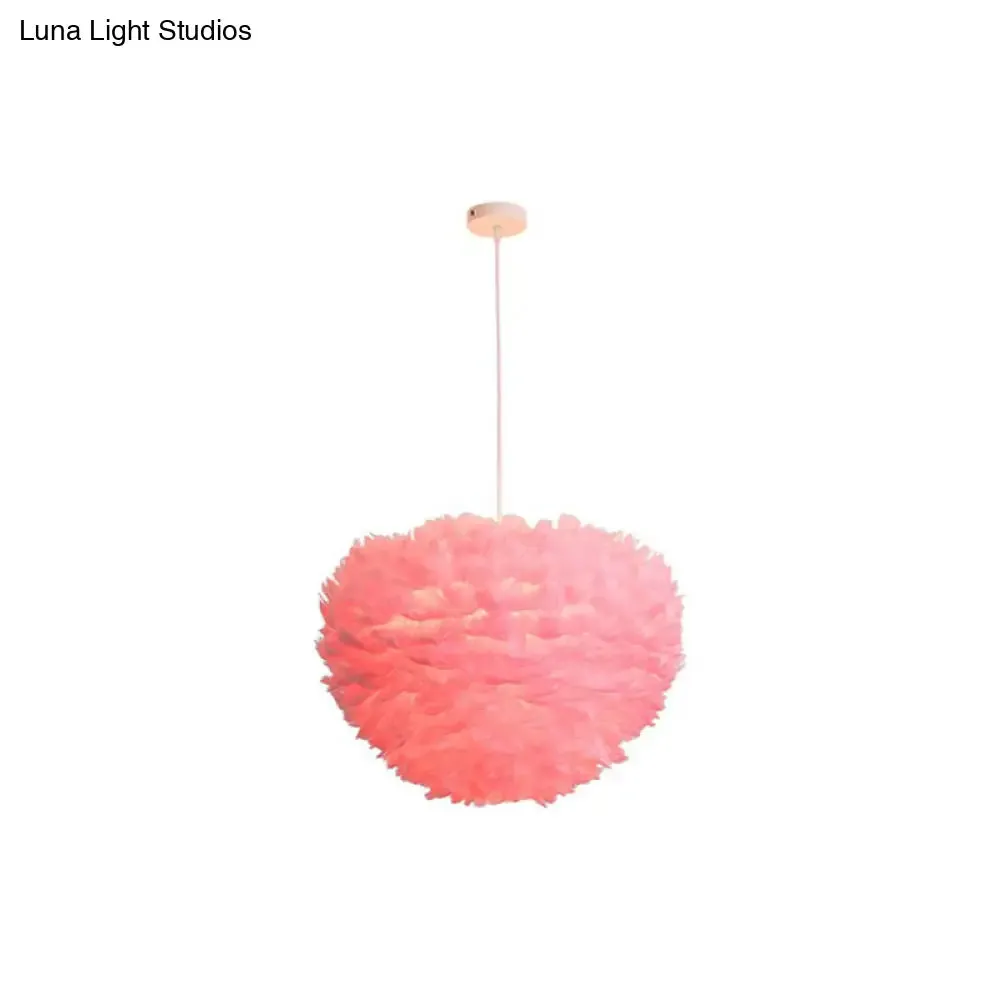 Hemispherical Feather Pendant Light - Modern Living Room Suspension Fixture