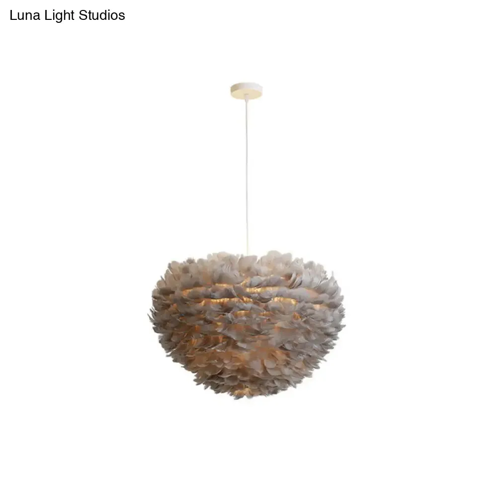 Hemispherical Feather Pendant Light - Modern Living Room Suspension Fixture