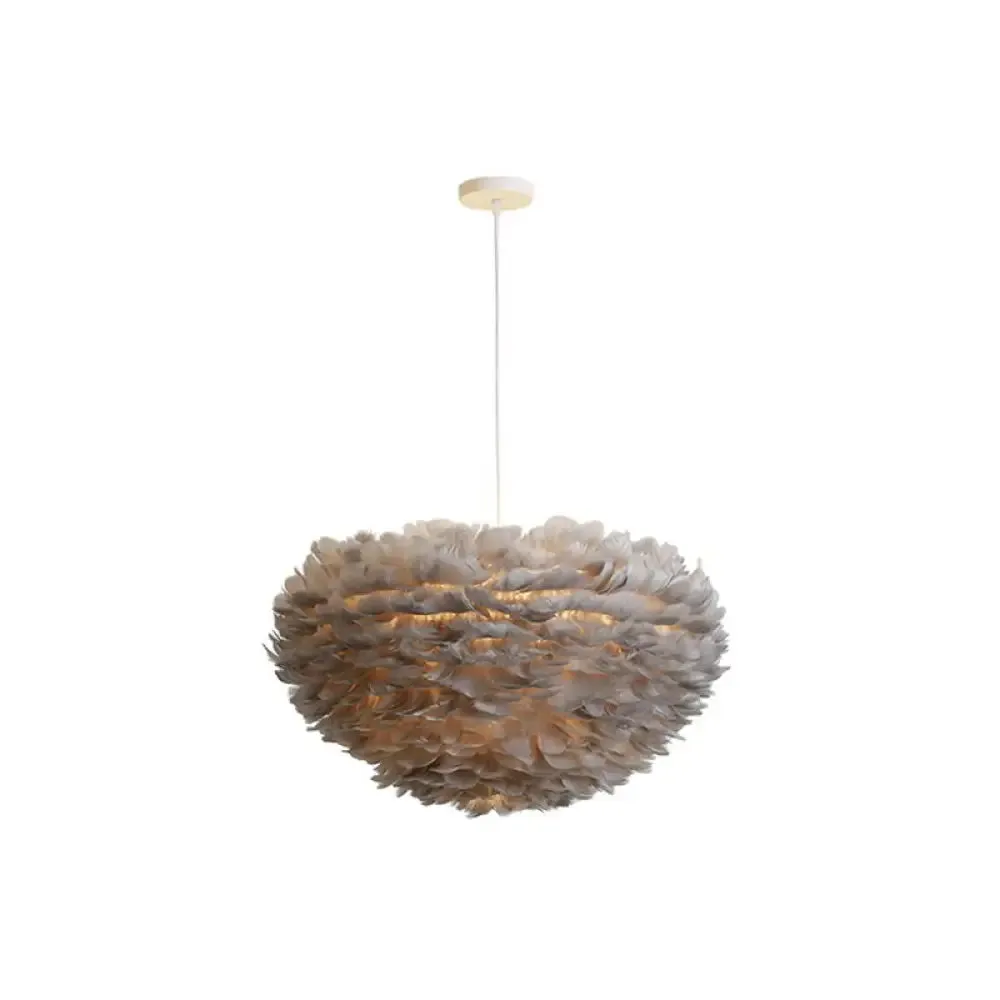 Hemispherical Feather Pendant Light - Modern Living Room Suspension Fixture