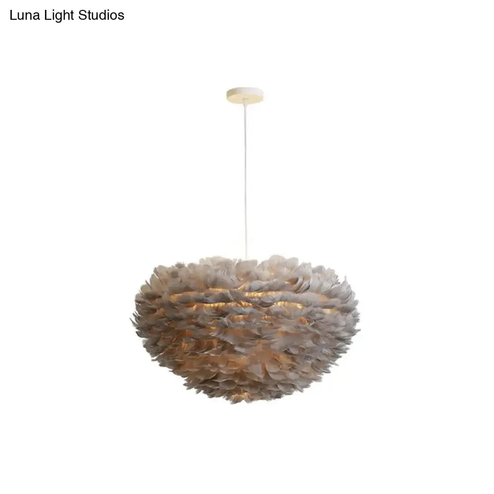 Hemispherical Feather Pendant Light - Modern Living Room Suspension Fixture