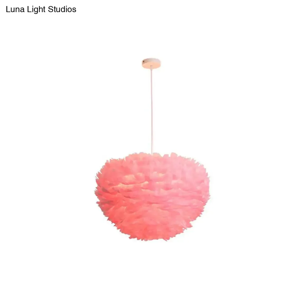 Hemispherical Feather Pendant Light - Modern Living Room Suspension Fixture