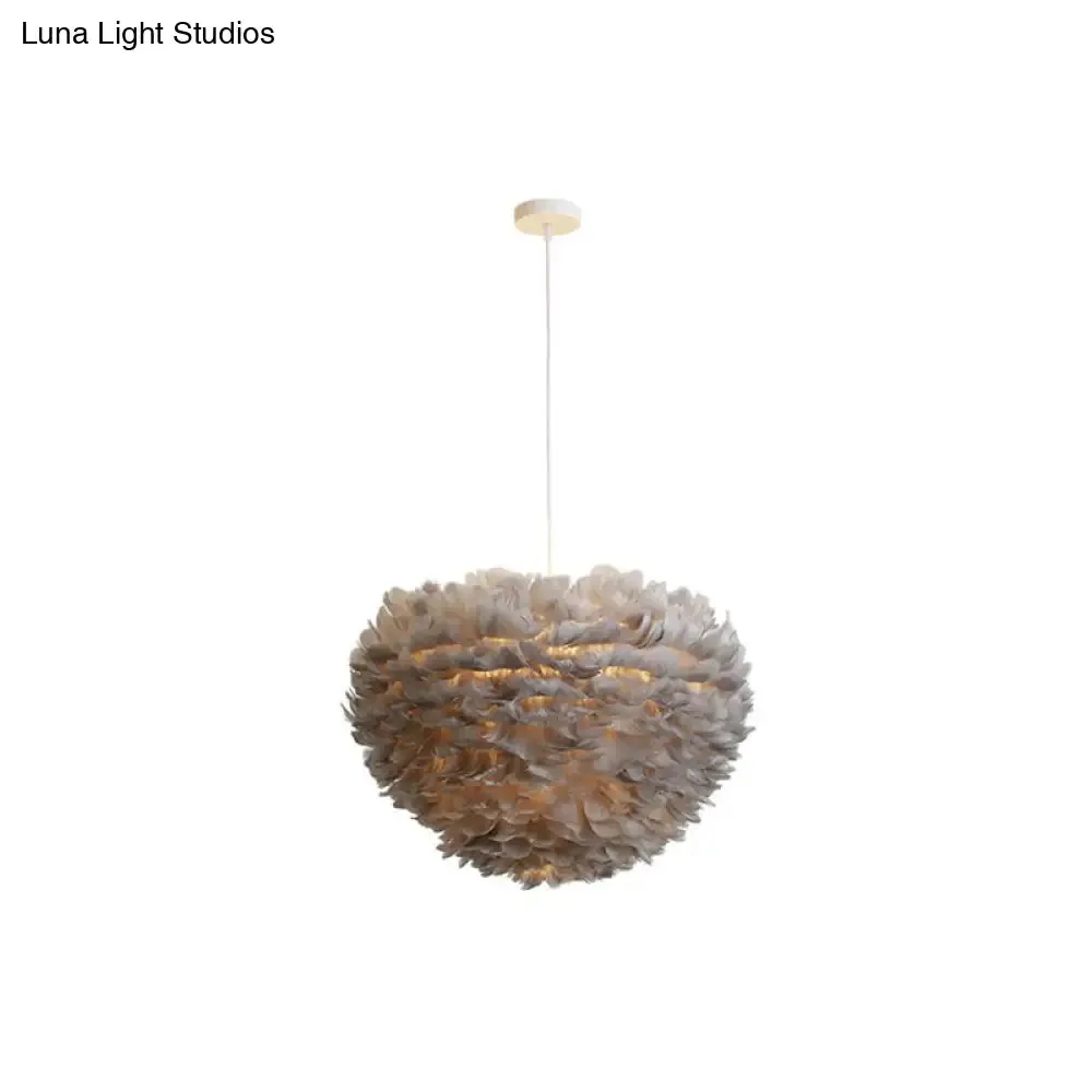 Hemispherical Feather Pendant Light - Modern Living Room Suspension Fixture