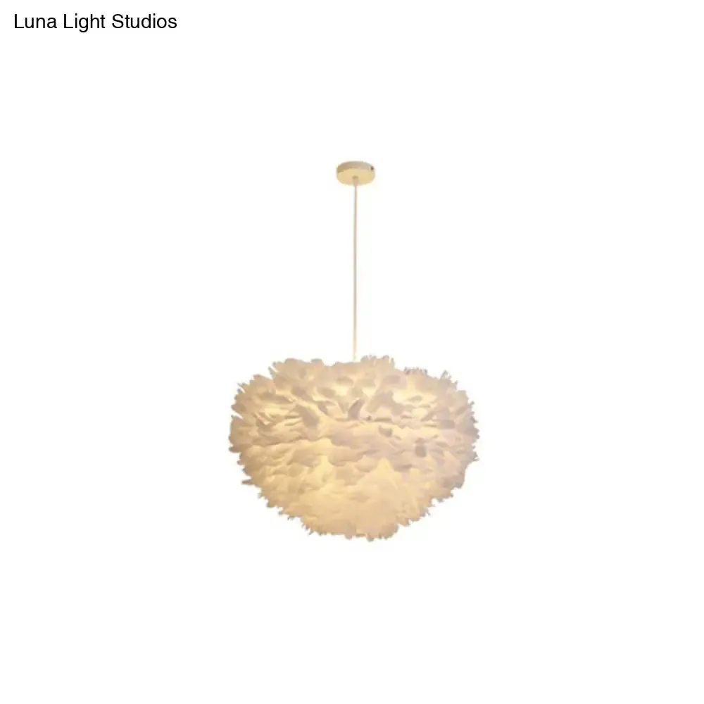 Hemispherical Feather Pendant Light - Modern Living Room Suspension Fixture