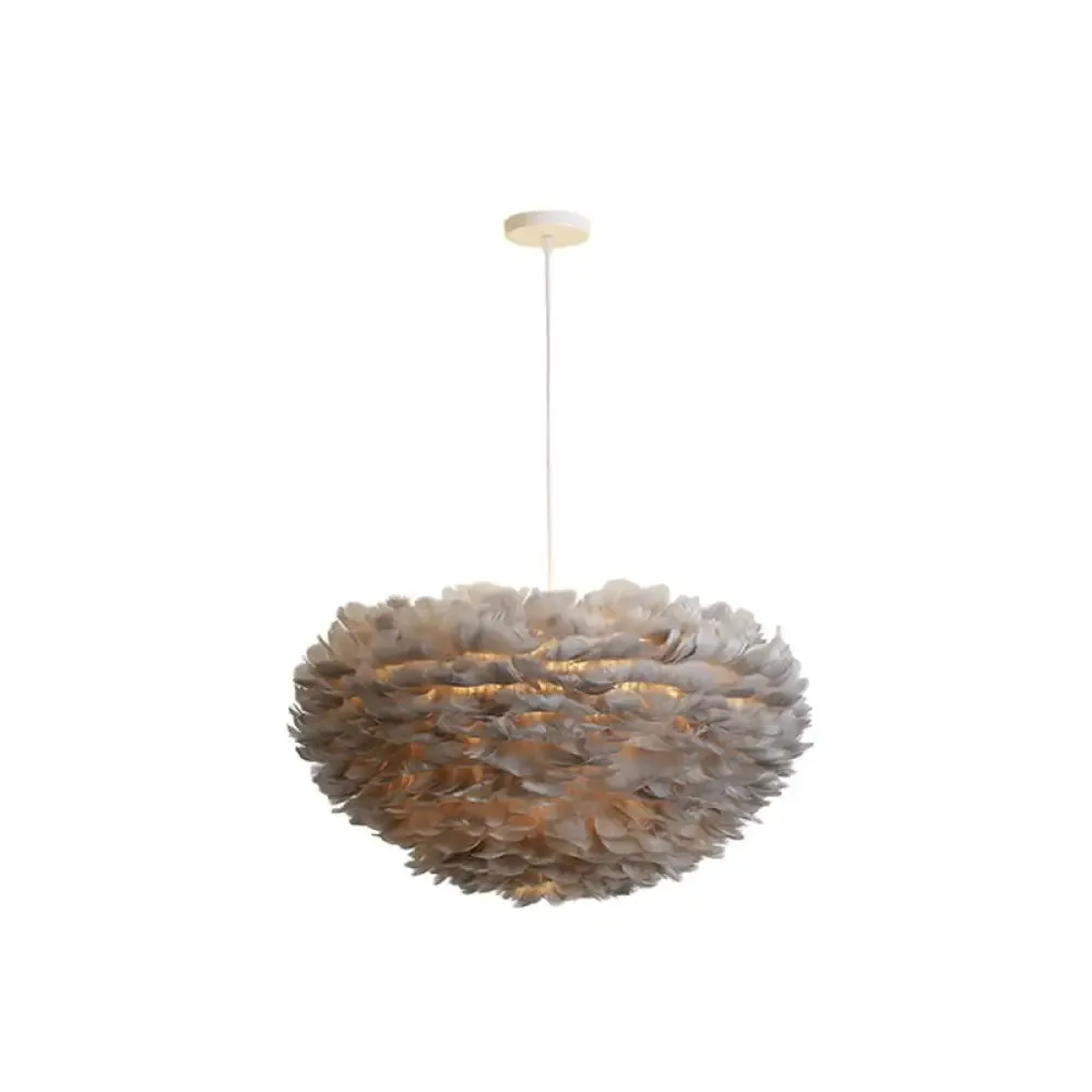 Hemispherical Feather Pendant Light - Modern Living Room Suspension Fixture