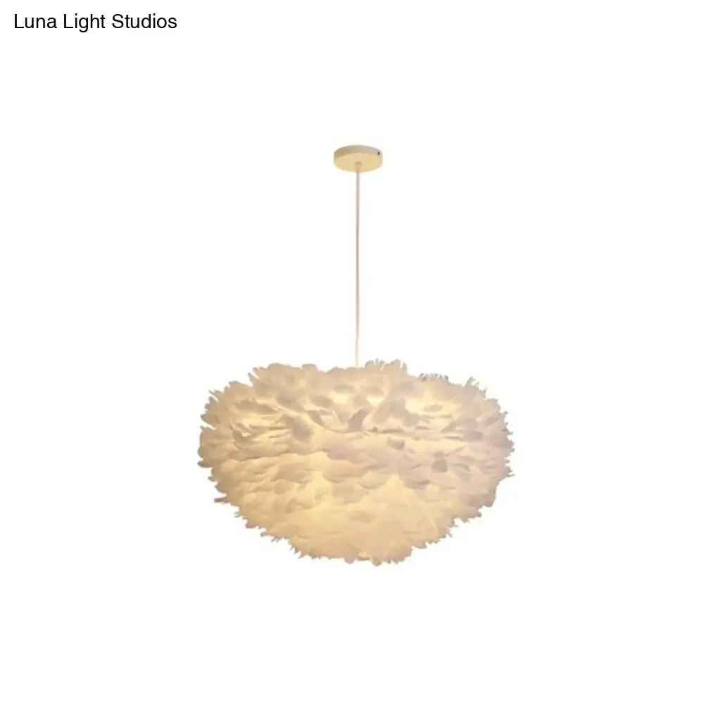 Hemispherical Feather Pendant Light - Modern Living Room Suspension Fixture