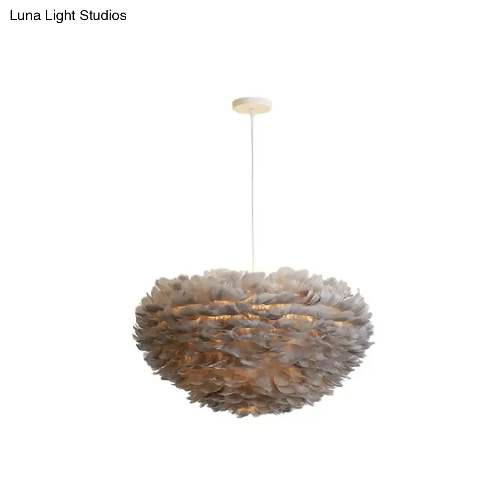 Hemispherical Feather Pendant Light - Modern Living Room Suspension Fixture