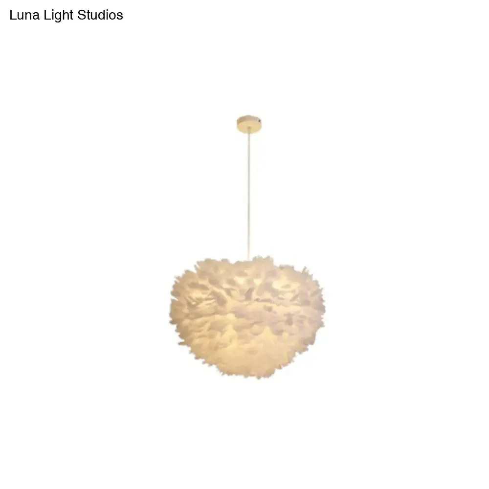 Hemispherical Feather Pendant Light - Modern Living Room Suspension Fixture