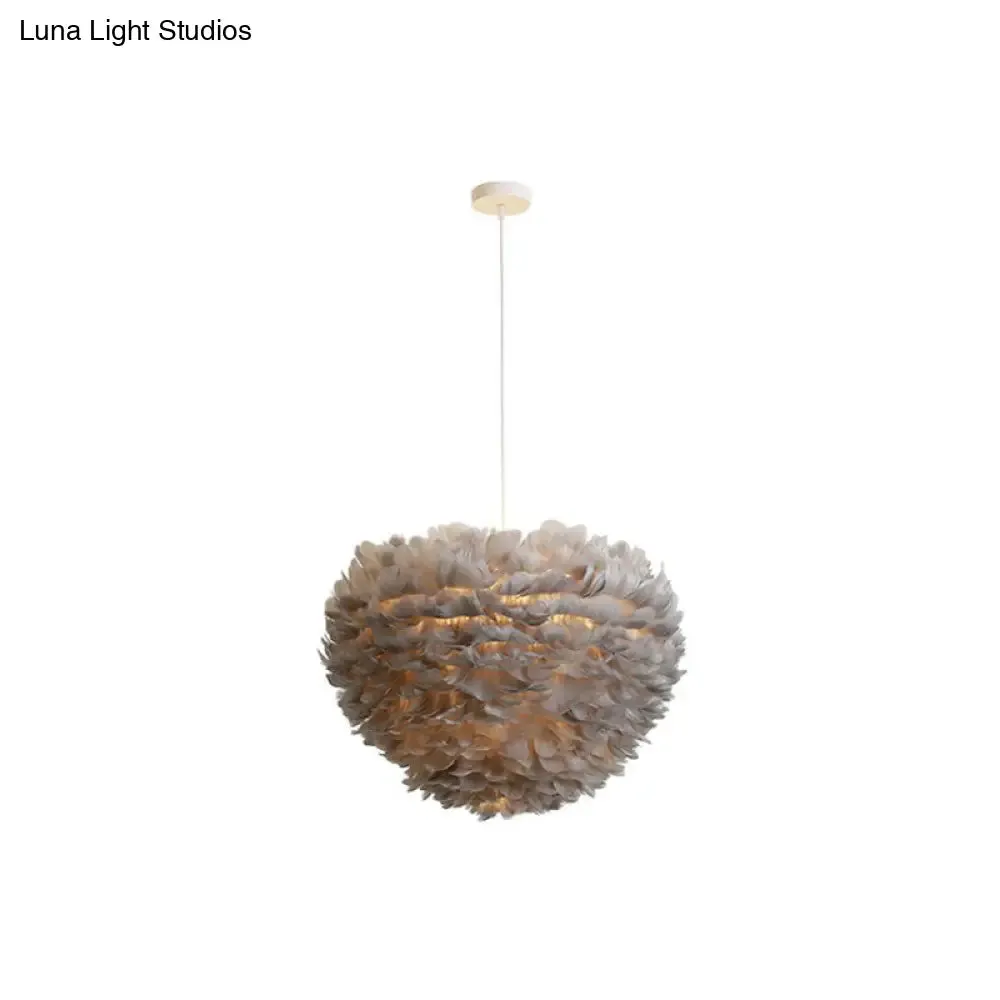 Hemispherical Feather Pendant Light - Modern Living Room Suspension Fixture