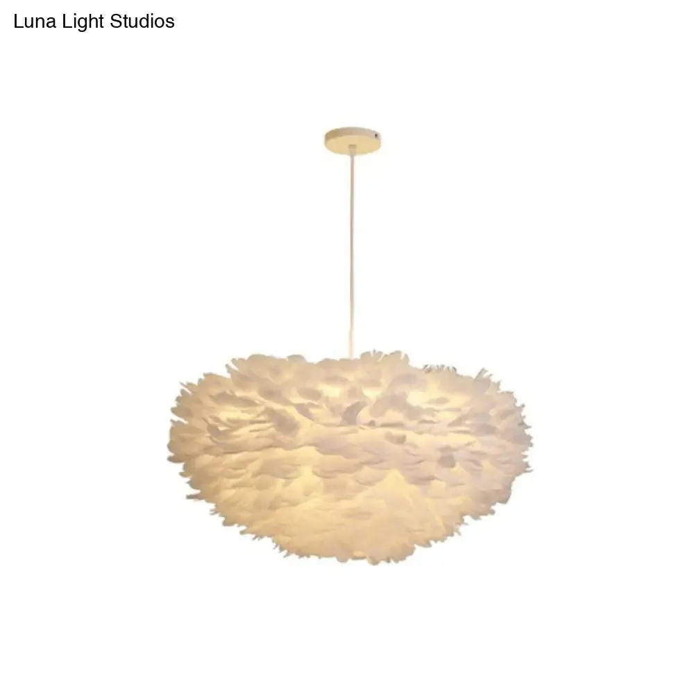 Hemispherical Feather Pendant Light - Modern Living Room Suspension Fixture