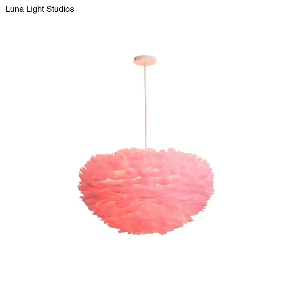 Hemispherical Feather Pendant Light - Modern Living Room Suspension Fixture