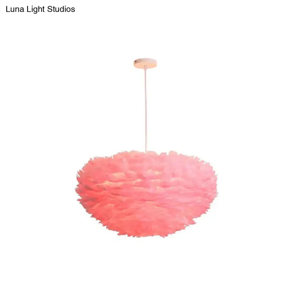 Hemispherical Feather Pendant Light - Modern Living Room Suspension Fixture