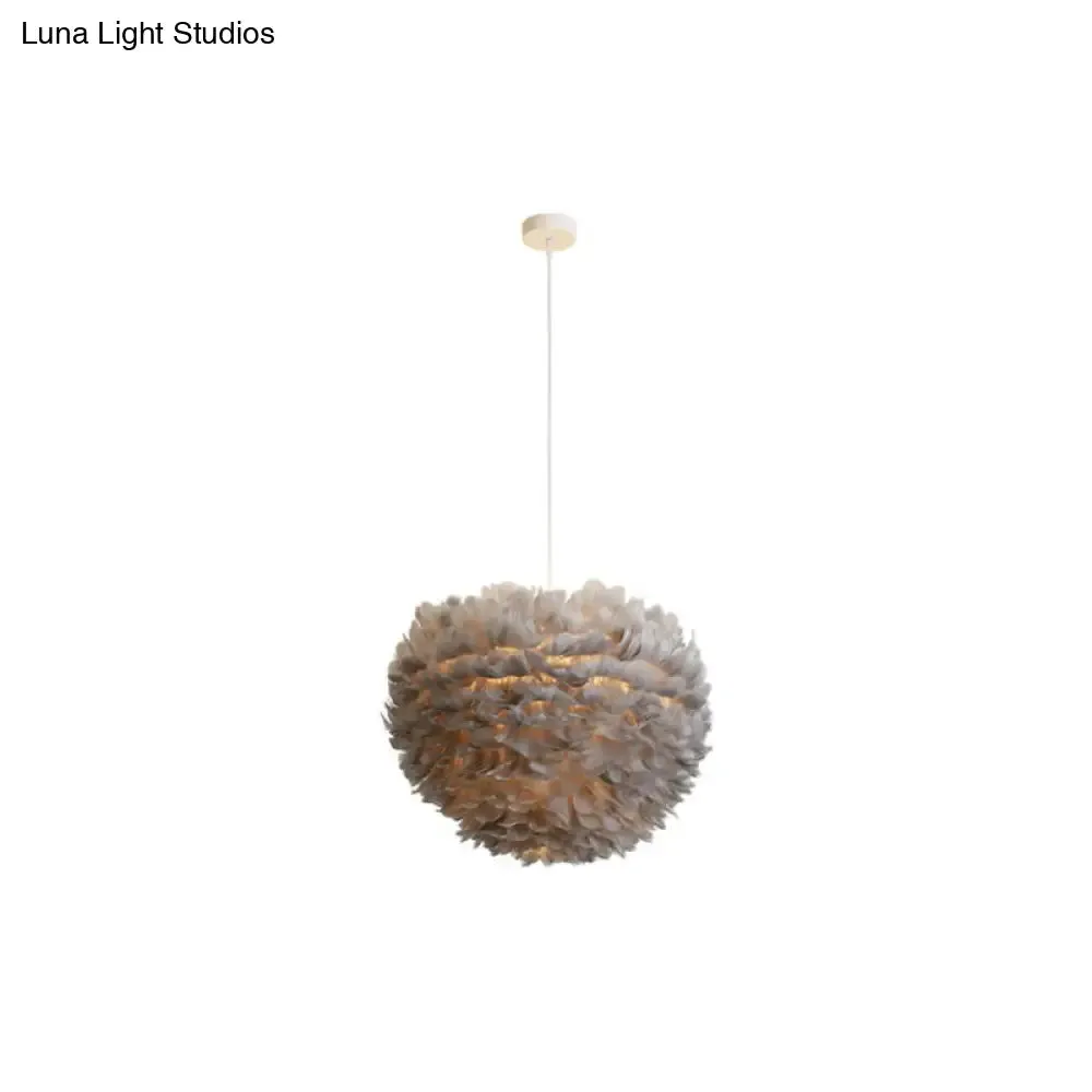 Hemispherical Feather Pendant Light - Modern Living Room Suspension Fixture