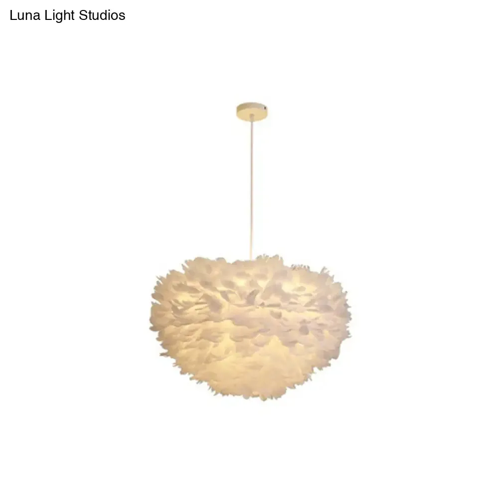 Hemispherical Feather Pendant Light - Modern Living Room Suspension Fixture