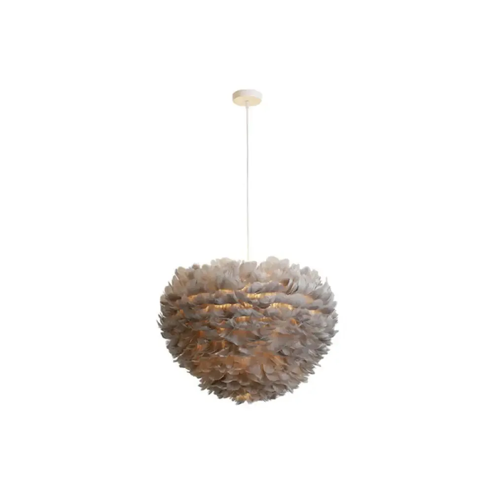 Hemispherical Feather Pendant Light - Modern Living Room Suspension Fixture