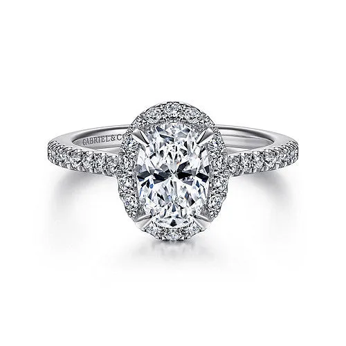 Idina - 14K White Gold Oval Halo Diamond Engagement Ring