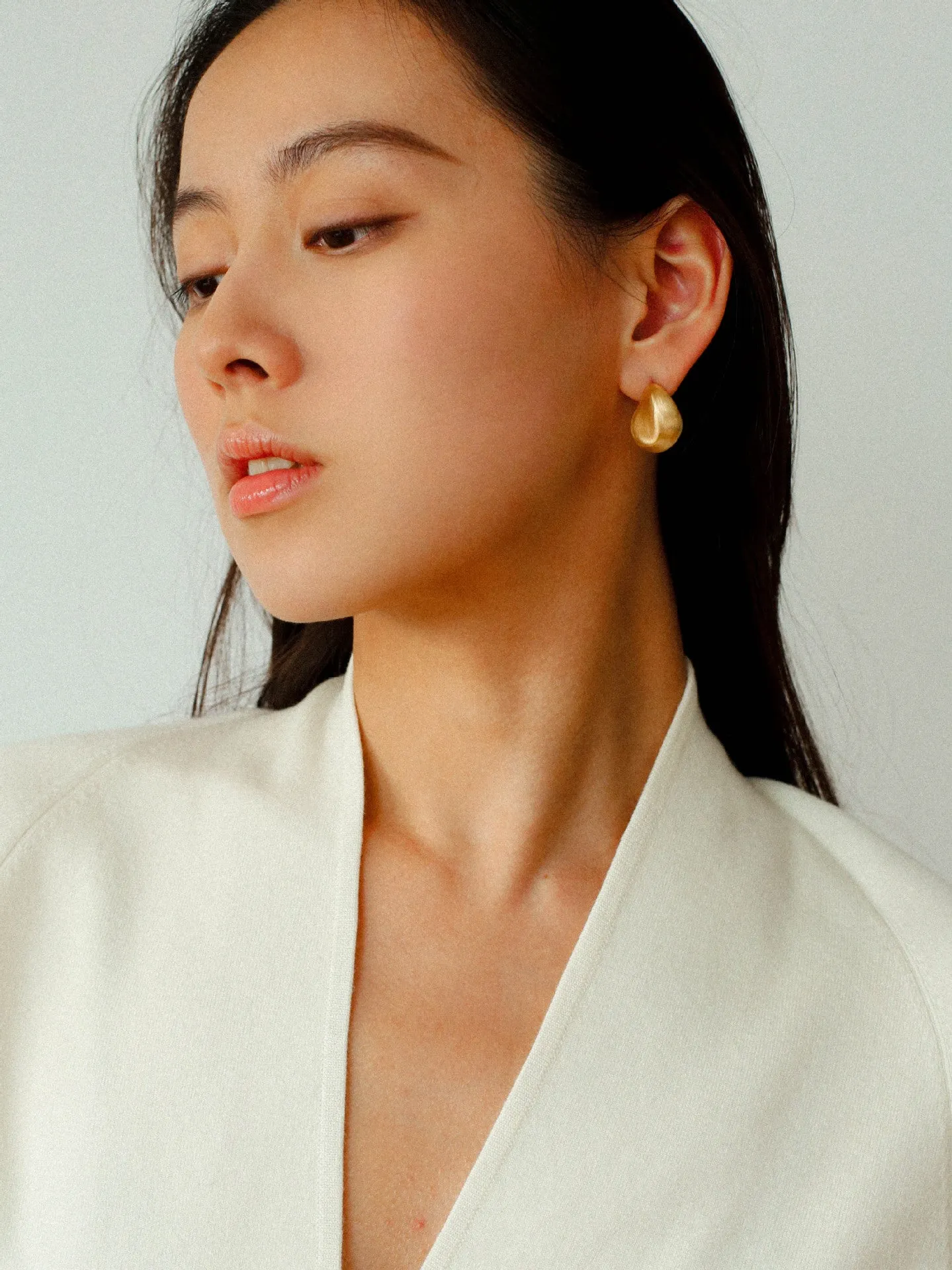 Irregular Geometric Brushed Drop Earrings