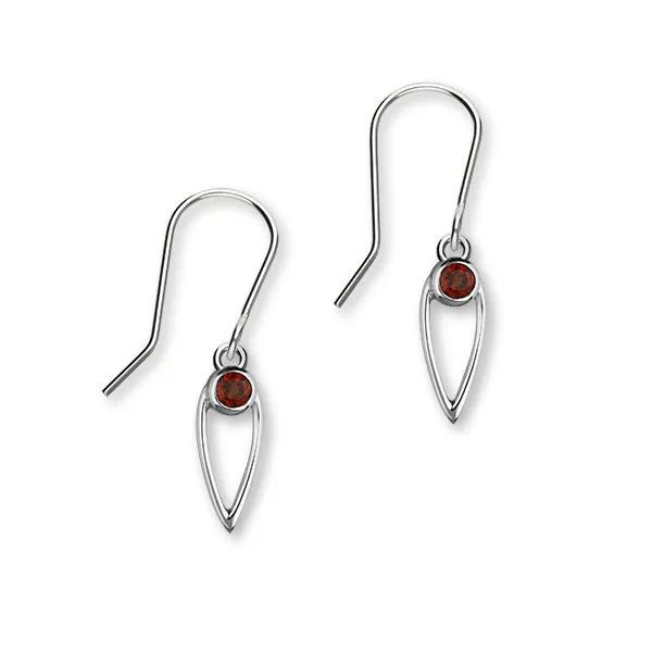 January Birthstone Silver Earrings CE351 Garnet