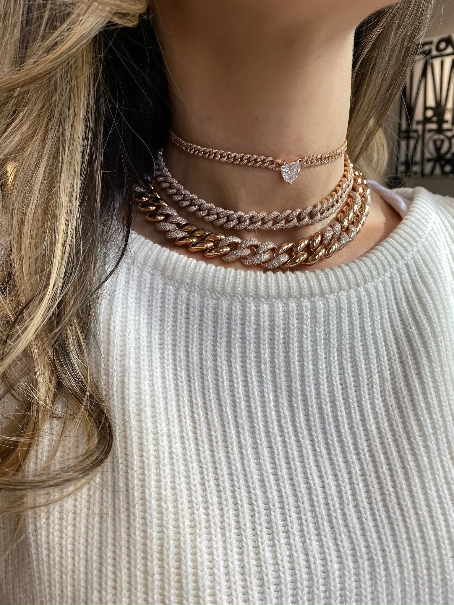 JUMBO DIAMOND HEART MINI PAVE LINK CHOKER