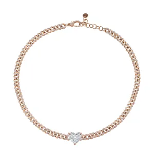 JUMBO DIAMOND HEART MINI PAVE LINK CHOKER