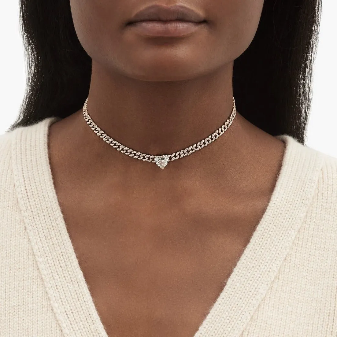 JUMBO DIAMOND HEART MINI PAVE LINK CHOKER